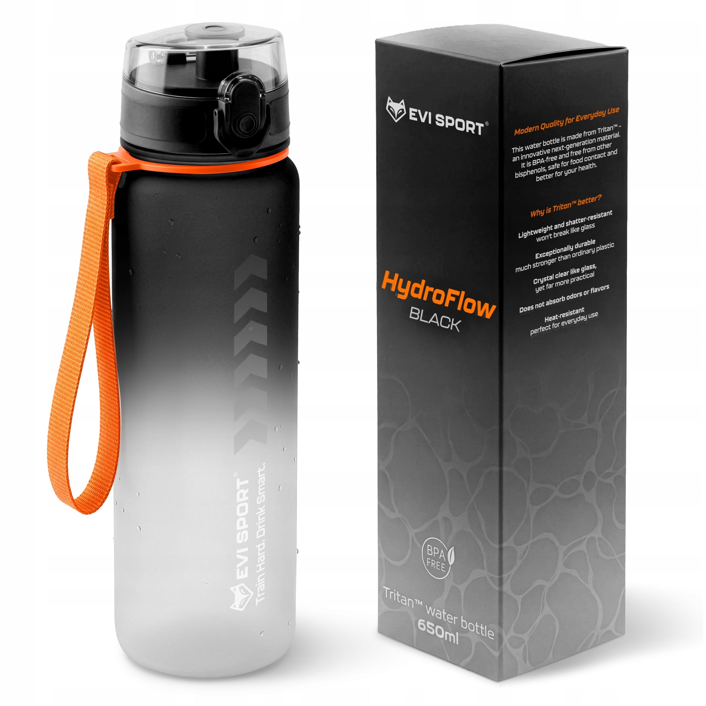 WATER BOTTLE TRITAN SPORTS WATER BOTTLE SEALED MOTIVATIONAL SCOOP 650ML