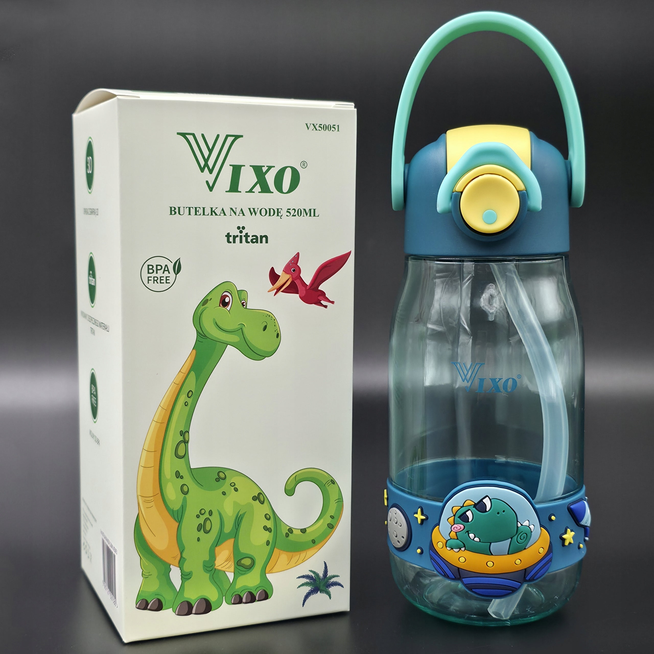 WATER BOTTLE VIXO 520ML BPA FREE FOR CHILDREN WATER BOTTLE WITH REUSABLE STRAW Packaging status original