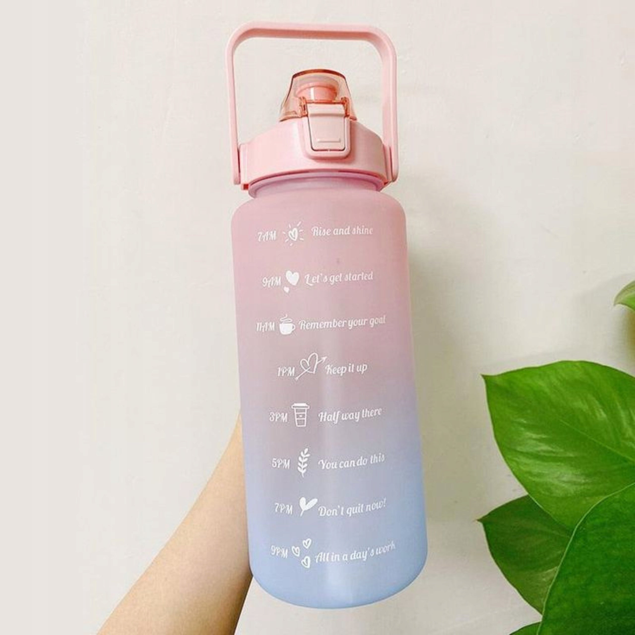 WATER BOTTLE WITH STRAW LARGE 2L WITH MEASURING CUP SPORT FITNESS GYM Volume 2000 ml