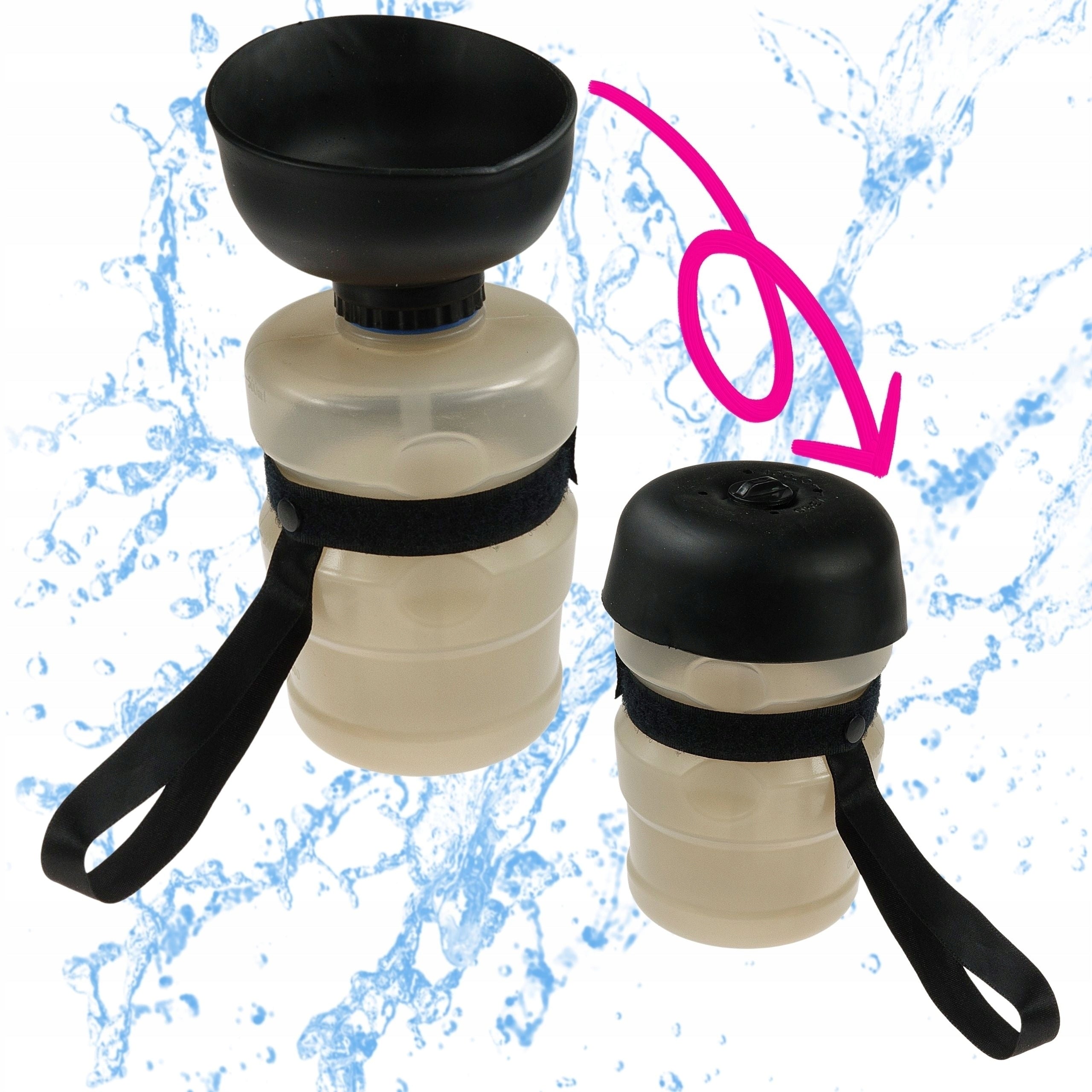 WATER BOTTLE for Dog FOLDING with tourist bowl BOTTLE LARGE XL up to 520ml Packaging status original