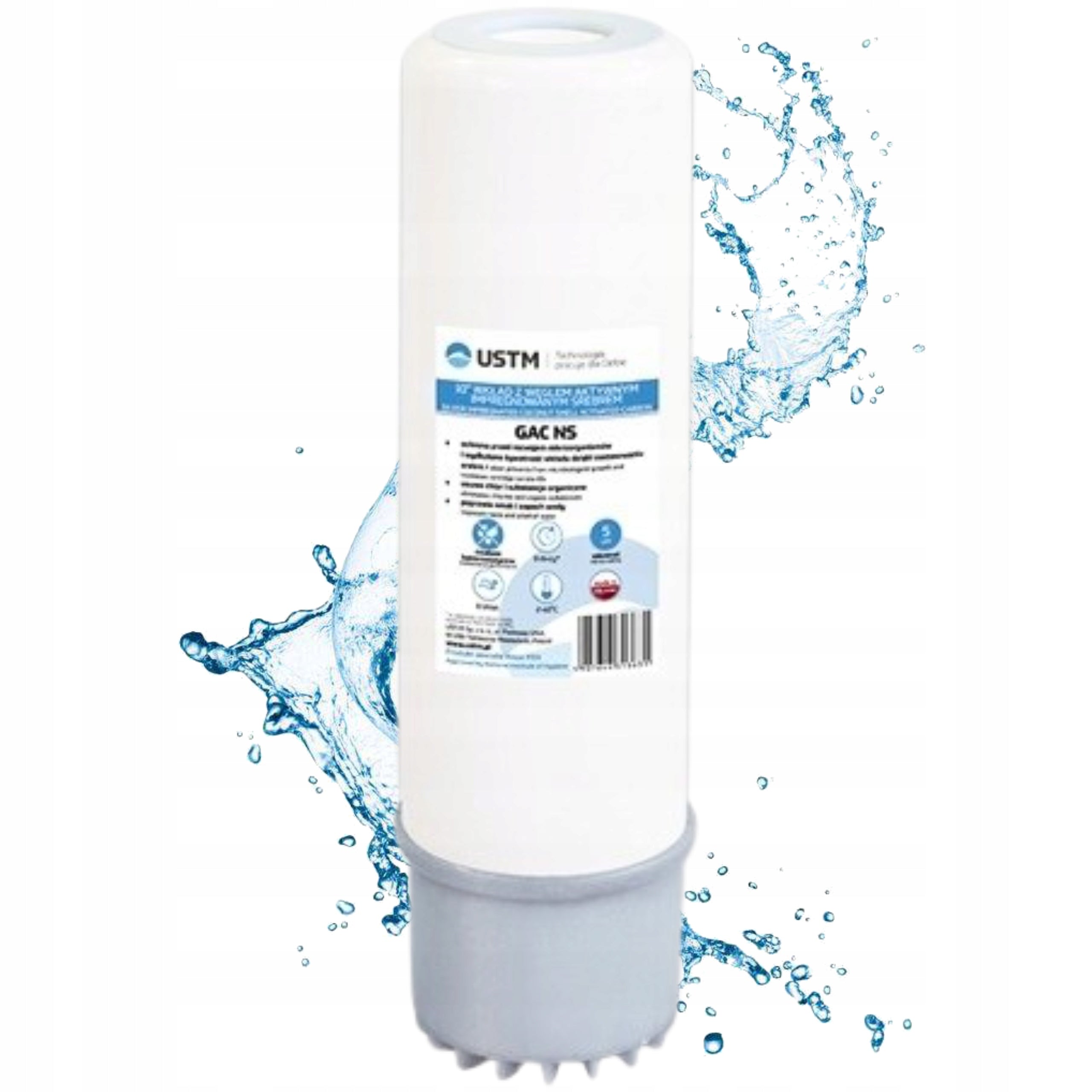 WATER FILTER CARBON CARTRIDGE 10" WITH NANOSILVER TREATMENT GAC-NS USTM