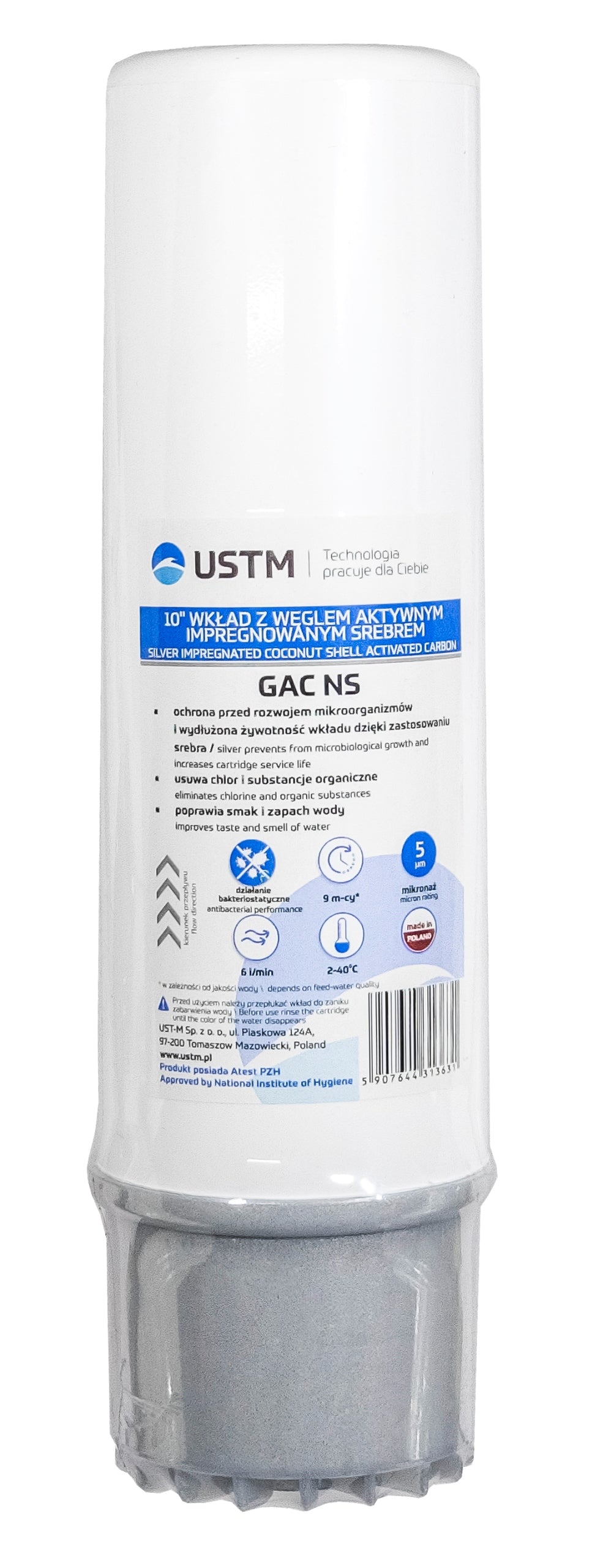 WATER FILTER CARBON CARTRIDGE WITH NANOSILVER BACTERIOSTATIC TREATMENT 10 Brand UST-M