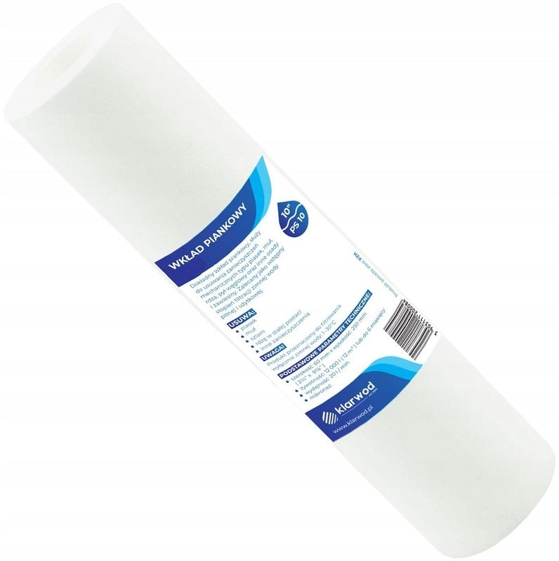 WATER FILTER CARTRIDGE 10' FOAM 10 MICRON KLARWOD