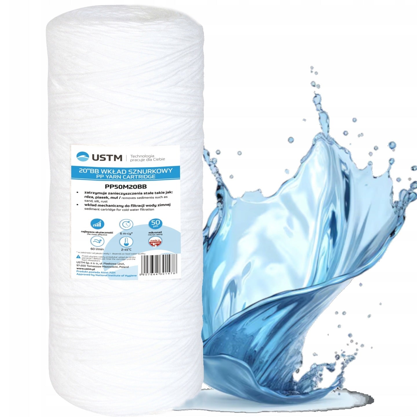 WATER FILTER CARTRIDGE 20 BB STRING 50 MICRON USTM