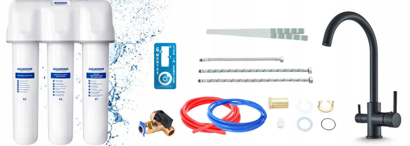 WATER FILTER FOR KITCHEN SINK AQUAPHOR CRYSTAL A AND THREE-WAY TAP PZH Packaging status original