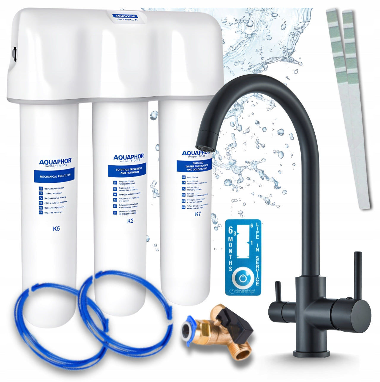 WATER FILTER FOR KITCHEN SINK AQUAPHOR CRYSTAL A AND THREE-WAY TAP PZH
