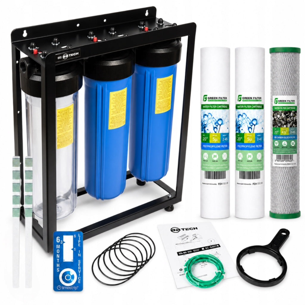 WATER FILTER IN-LINE WHOLE HOUSE FILTRATION SYSTEM Big Blue BBTECH 3×20″