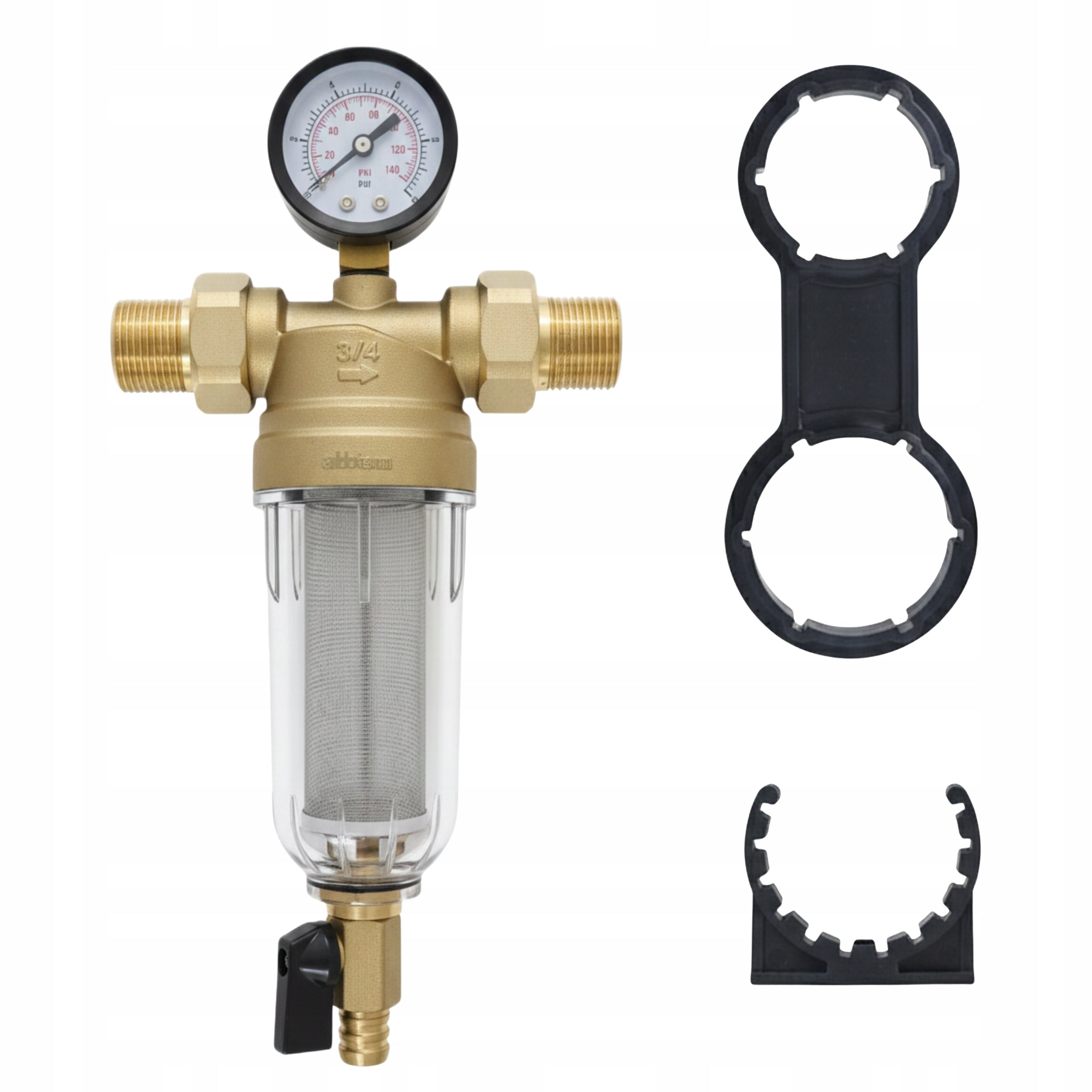 WATER FILTER MECHANICAL SELF-CLEANING WITH 3/4" DN20 PRESSURE GAUGE WITH RINSING Packaging status original