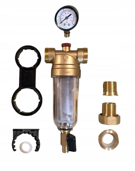 WATER FILTER MECHANICAL SELF-CLEANING WITH 3/4" DN20 PRESSURE GAUGE WITH RINSING