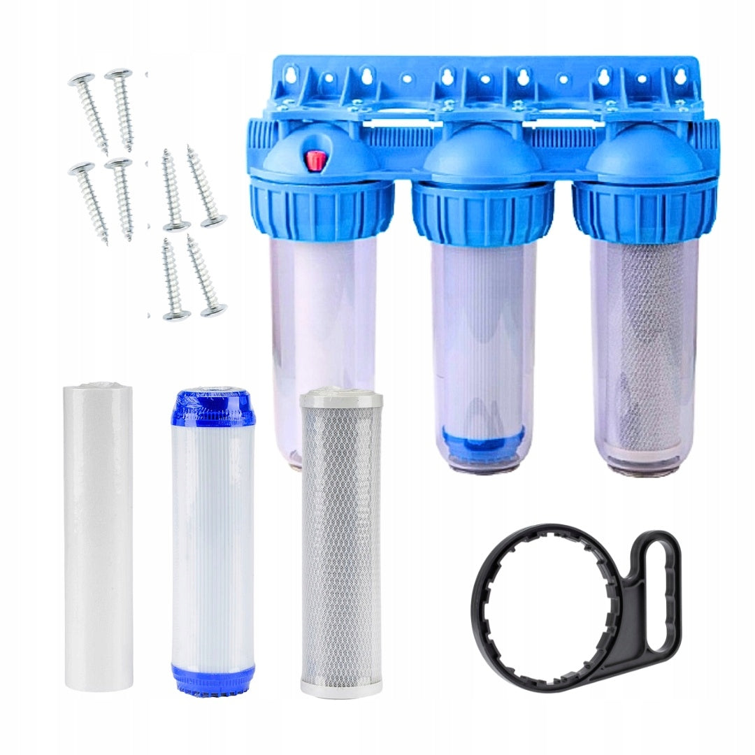WATER FILTER PRE-BODY HOUSING FI 1'' GW 3-STAGE +INSERTS SET