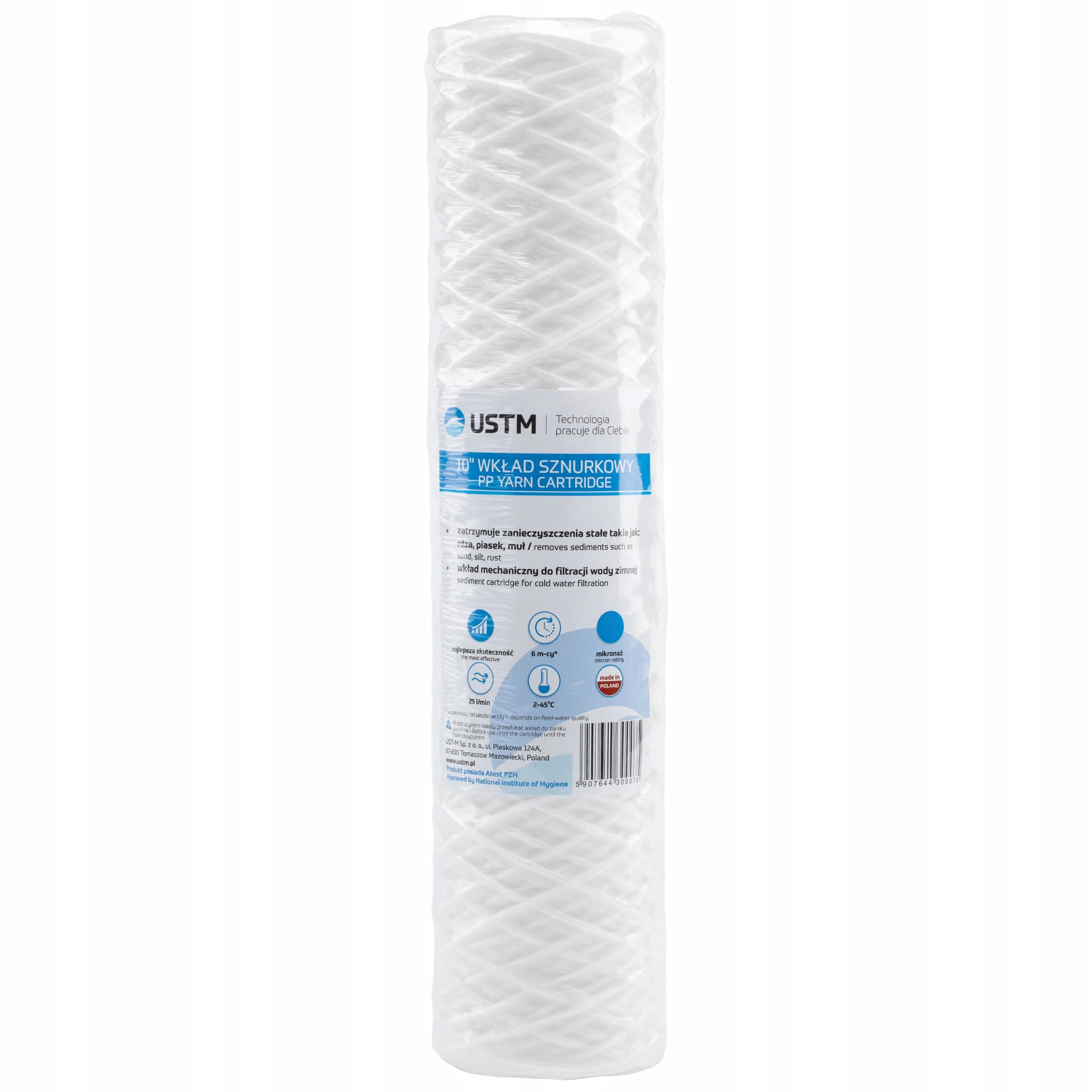 WATER FILTER PRE-STRING CARTRIDGE 10" FILTRATION 20 MICRON 1 PIECE USTM Brand UST-M