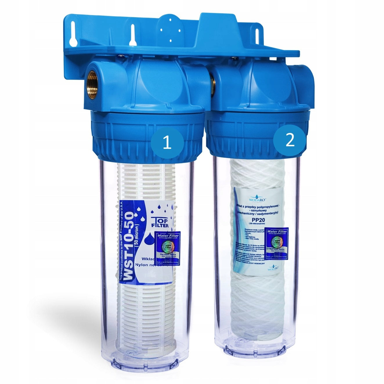 WATER FILTER PRELIMINARY WHOLE HOUSE - STRING INSERT MESH + SET OF CARTRIDGES Brand Aquafilter