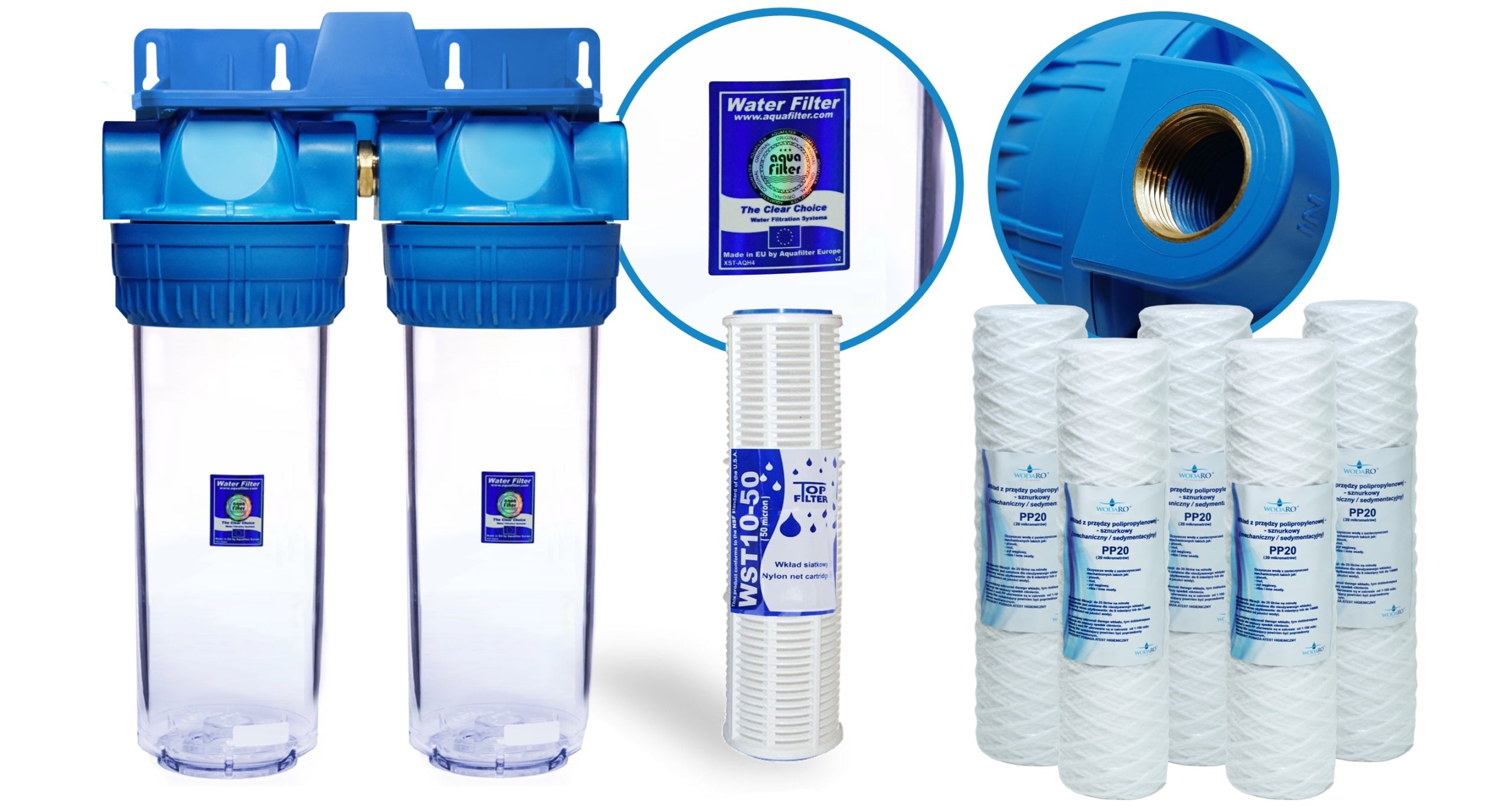 WATER FILTER PRELIMINARY WHOLE HOUSE - STRING INSERT MESH + SET OF CARTRIDGES Packaging status original