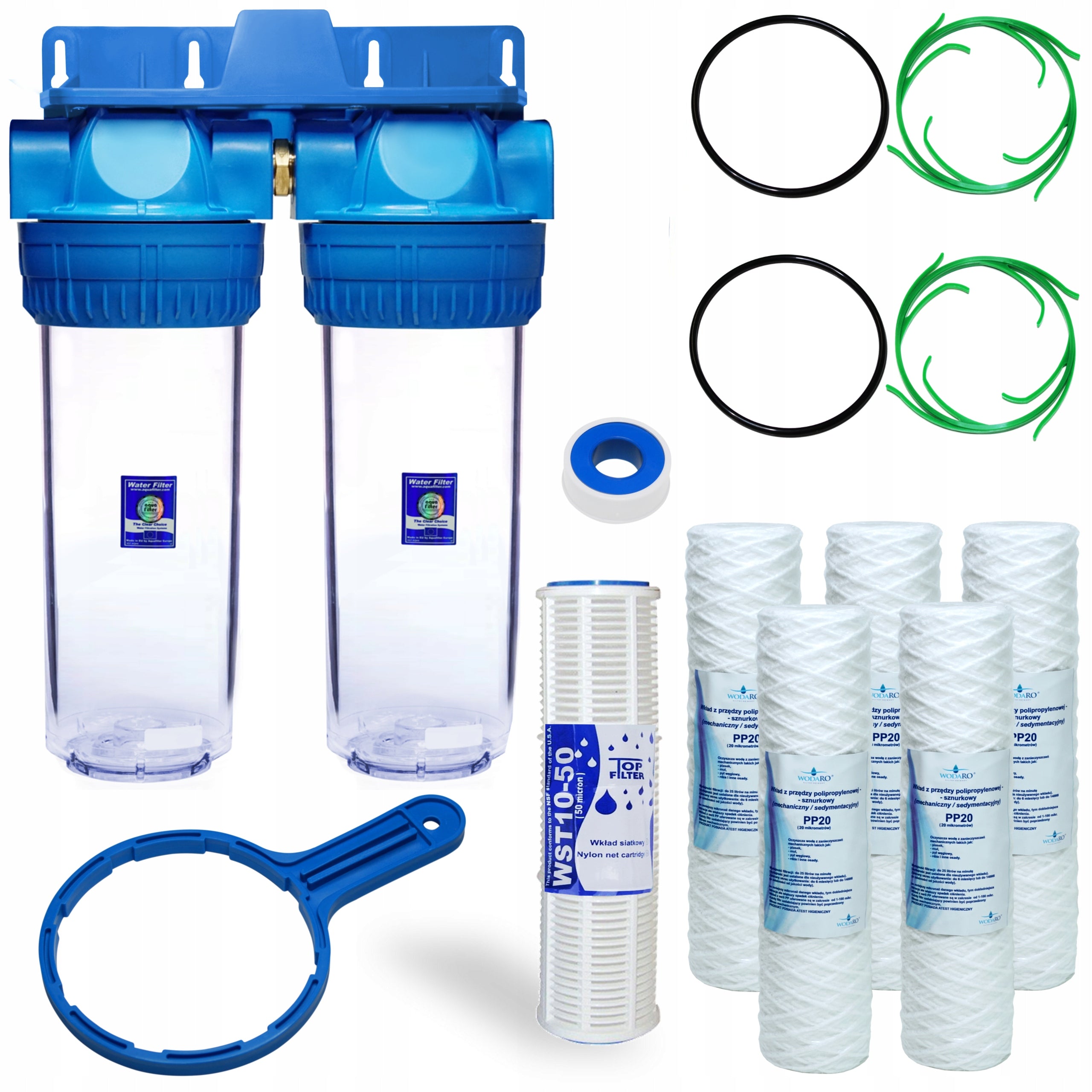 WATER FILTER PRELIMINARY WHOLE HOUSE - STRING INSERT MESH + SET OF CARTRIDGES