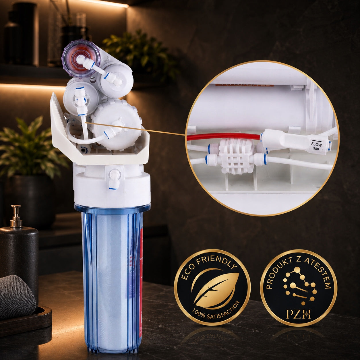 WATER FILTER RO7 REVERSE OSMOSIS IONIZER 75GPD Dominant color white