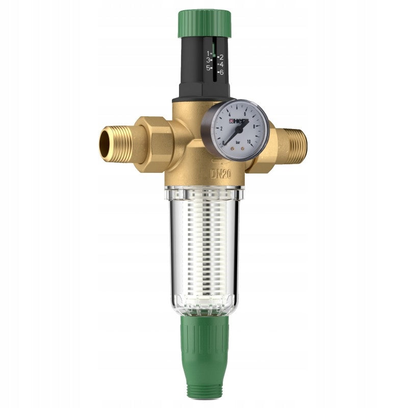 WATER FILTER WITH WATER PRESSURE REDUCER 1" DN25 BRASS PRESSURE GAUGE HERZ