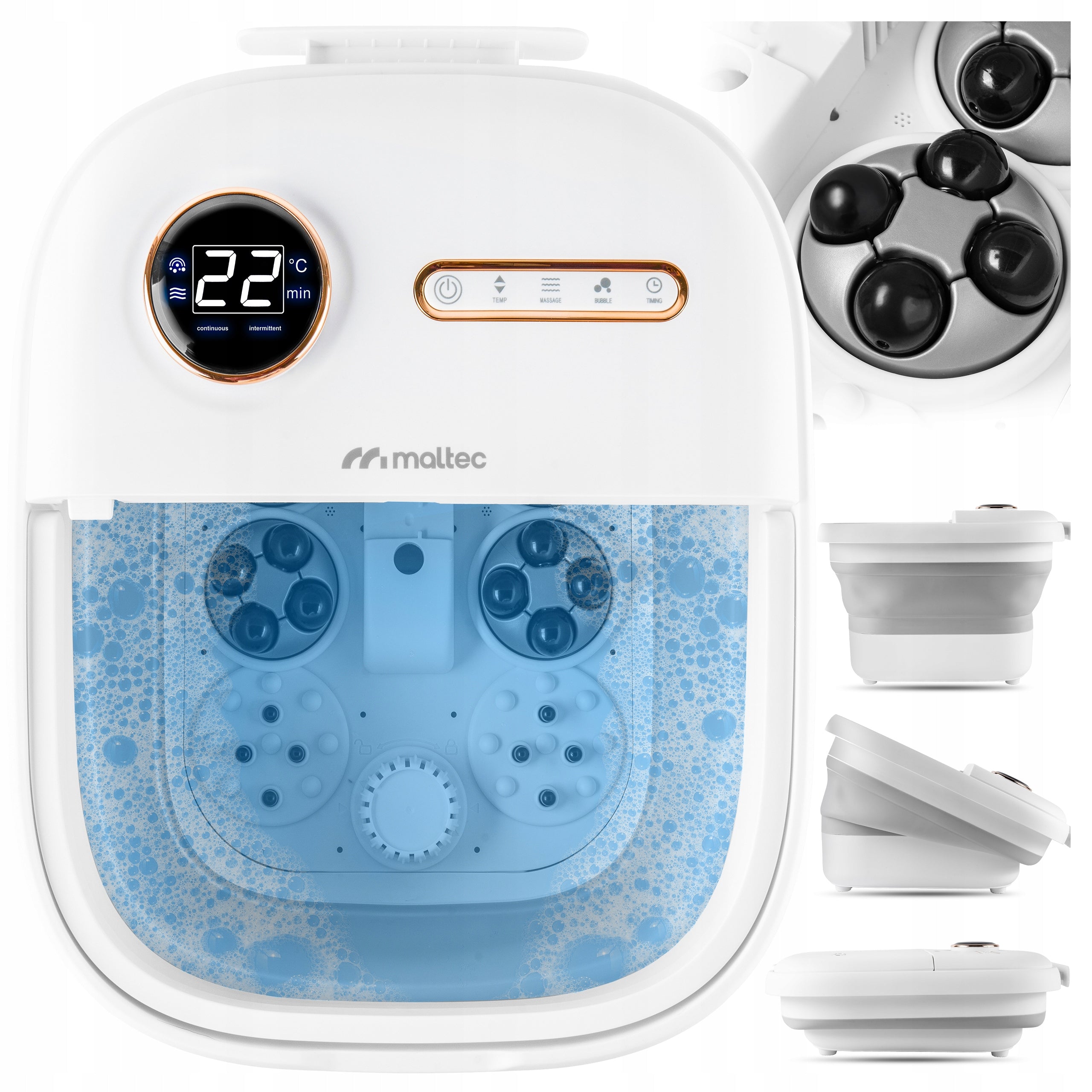 WATER FOOT MASSAGER HYDROMASSAGER LEGS HEATING ROLLER TIMER LED FOLDING