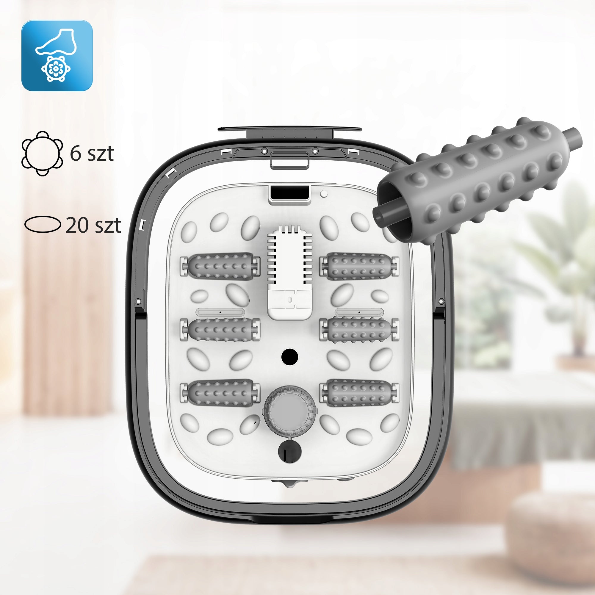 WATER FOOT MASSAGER WITH BUBBLE HEATING HYDROMASSAGE FOLDING 41-45°C Batteries included no