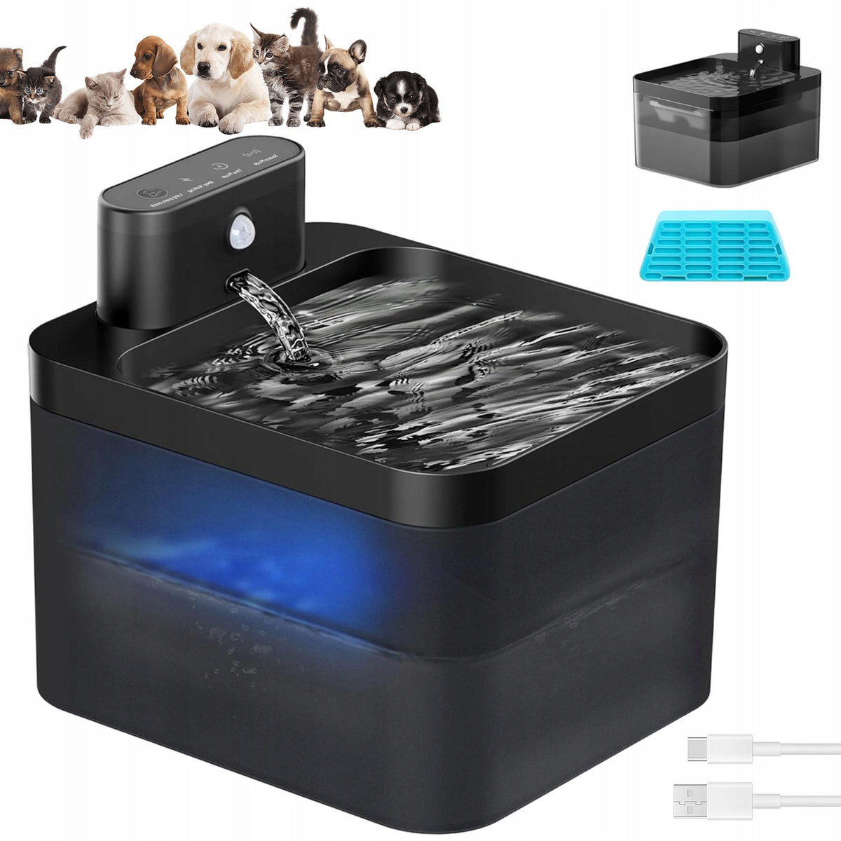 WATER FOUNTAIN FOR ANIMALS 2.2L MOTION SENSOR MODES QUIET 25DB