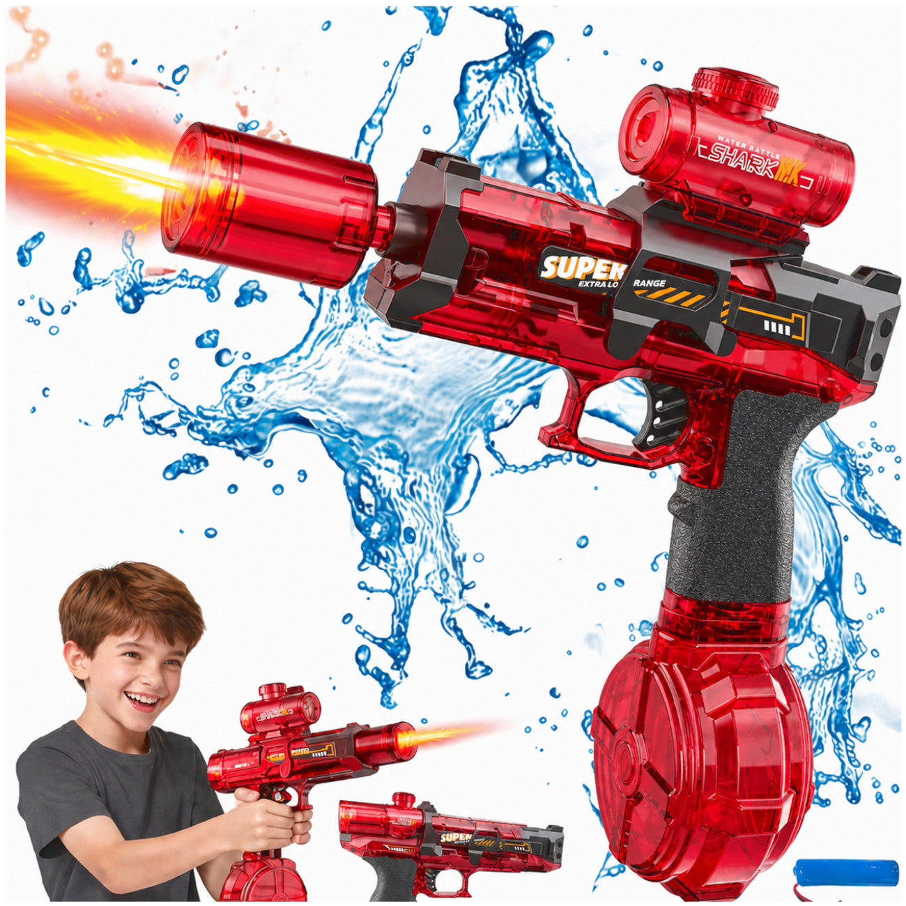 WATER GUN ELECTRIC AUTOMATIC RIFLE WATER GUN FOR CHILDREN LED