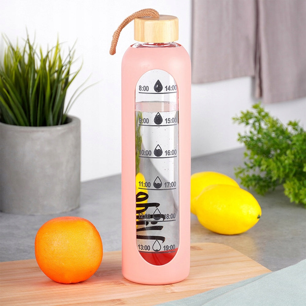 WATER MOTIVATION BOTTLE GLASS DRINKS SILICONE LARGE WATER BOTTLE SPORT 1L Brand Vilde