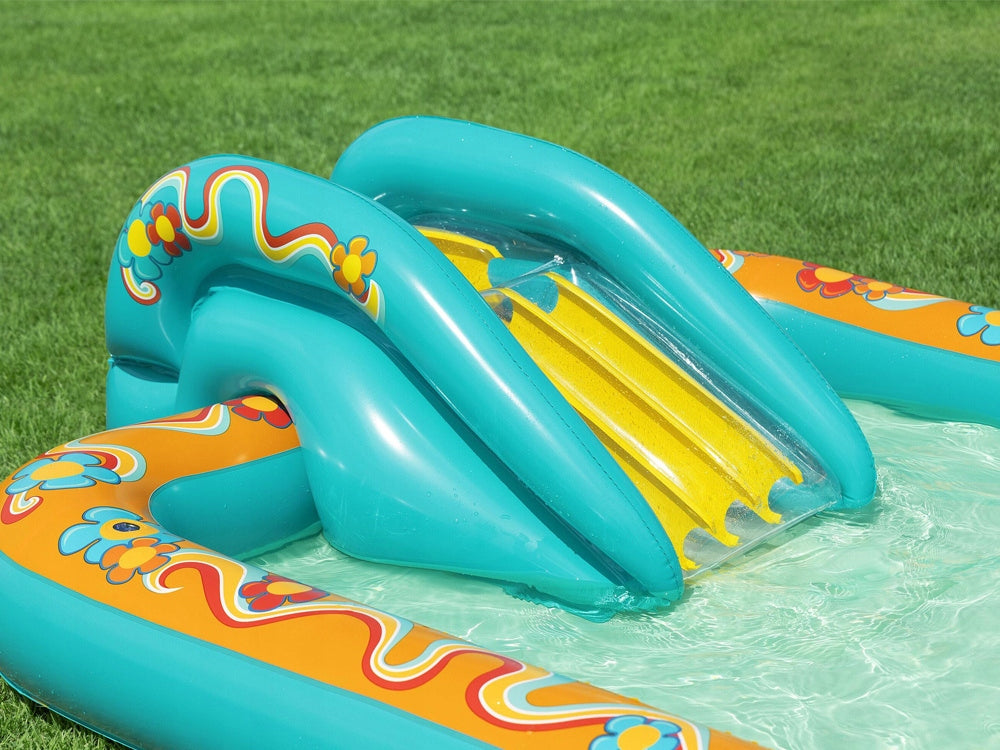 WATER PLAYGROUND FOR CHILDREN INFLATABLE POOL FOUNTAIN SLIDE + BALLS Length 192 cm