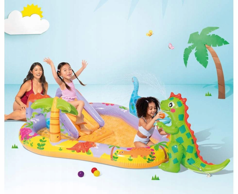 WATER PLAYGROUND FOR CHILDREN INFLATABLE POOL FOUNTAIN SLIDE + TOYS Packaging status original