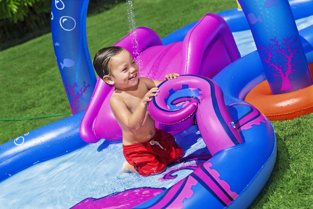 WATER PLAYGROUND FOR CHILDREN INFLATABLE POOL FOUNTAIN SLIDE + TOYS Volume 299 l
