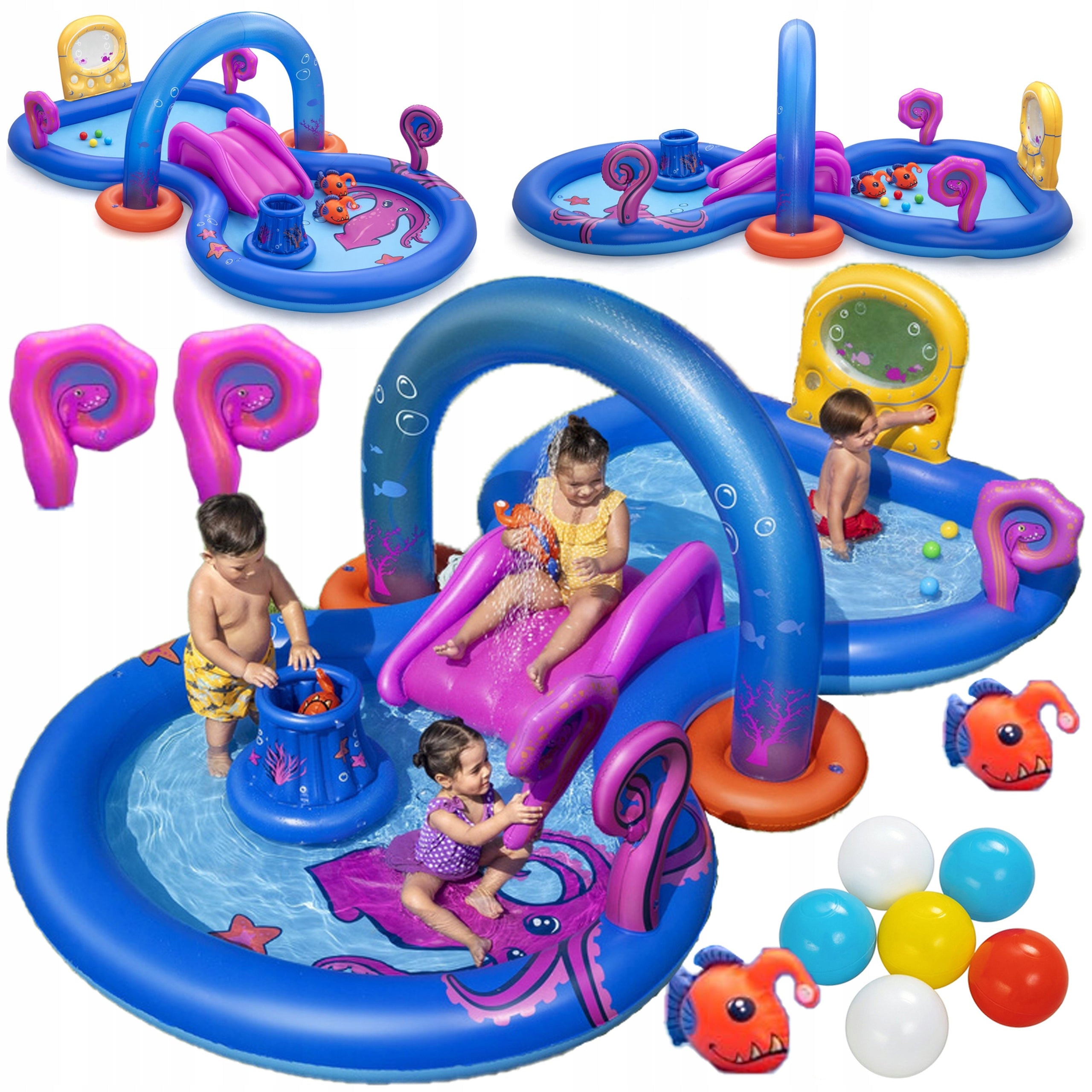 WATER PLAYGROUND FOR CHILDREN INFLATABLE POOL FOUNTAIN SLIDE + TOYS