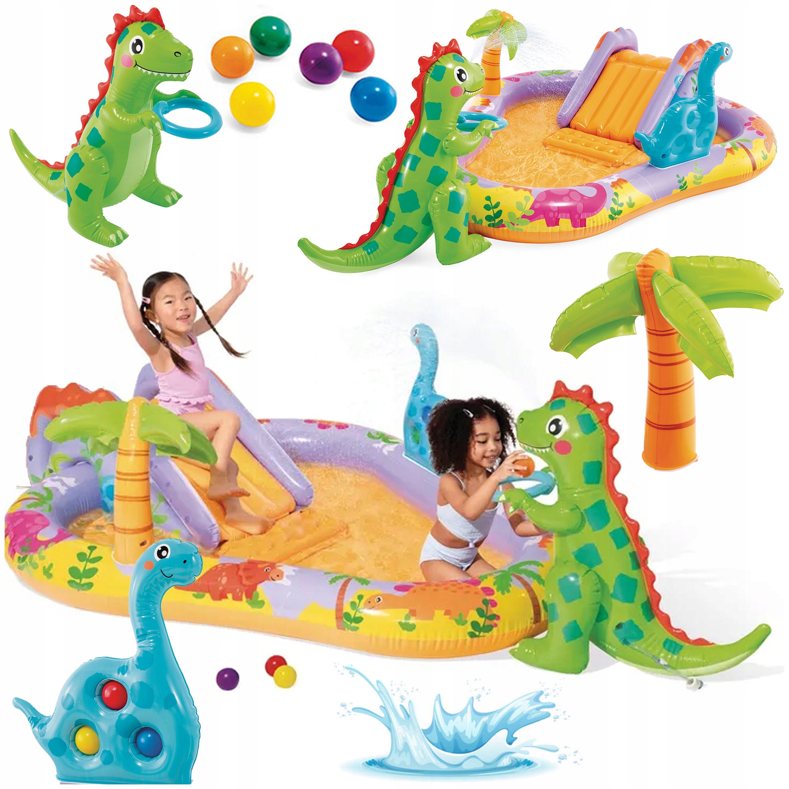 WATER PLAYGROUND FOR CHILDREN INFLATABLE POOL FOUNTAIN SLIDE + TOYS