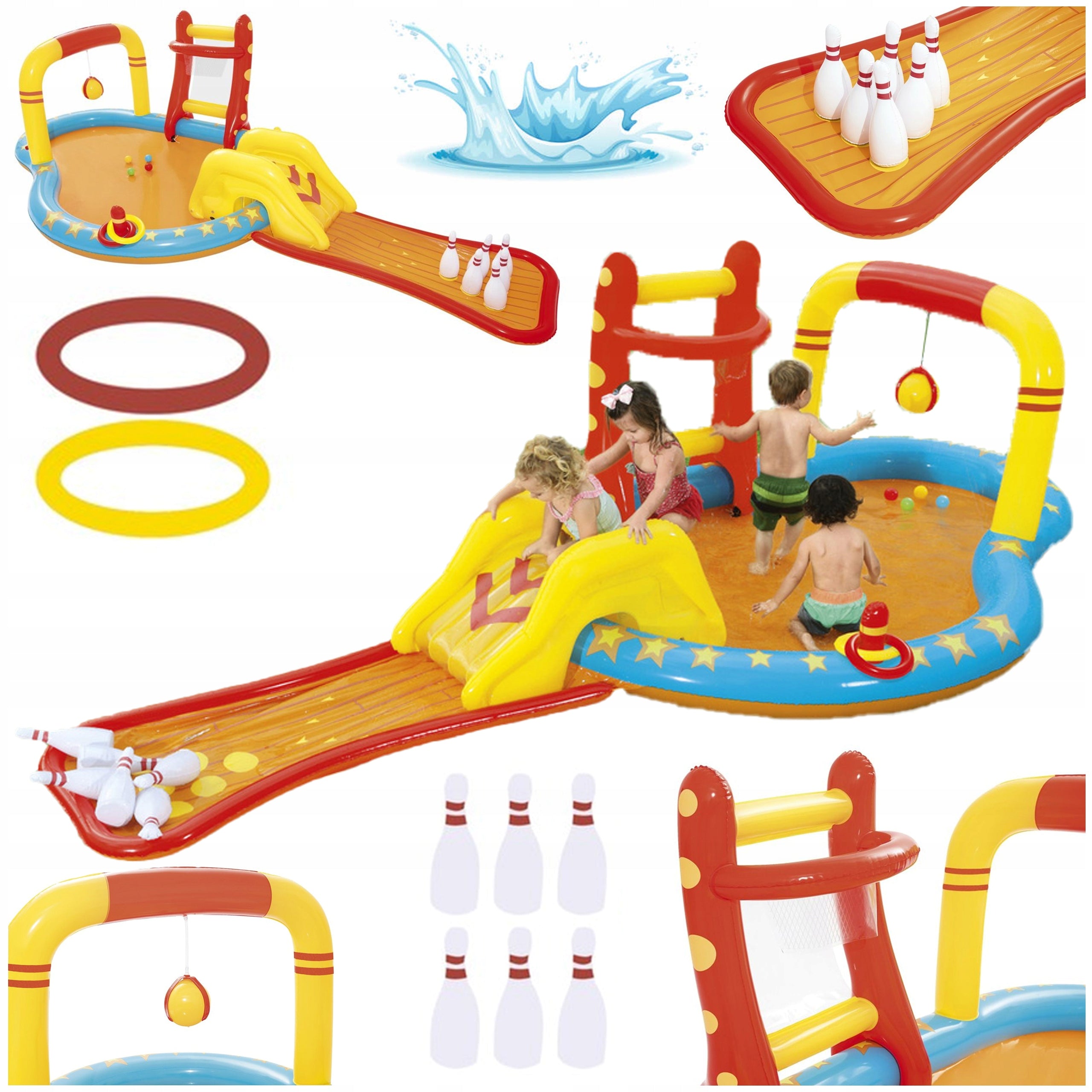 WATER PLAYGROUND FOR CHILDREN INFLATABLE POOL FOUNTAIN SLIDE + TOYS