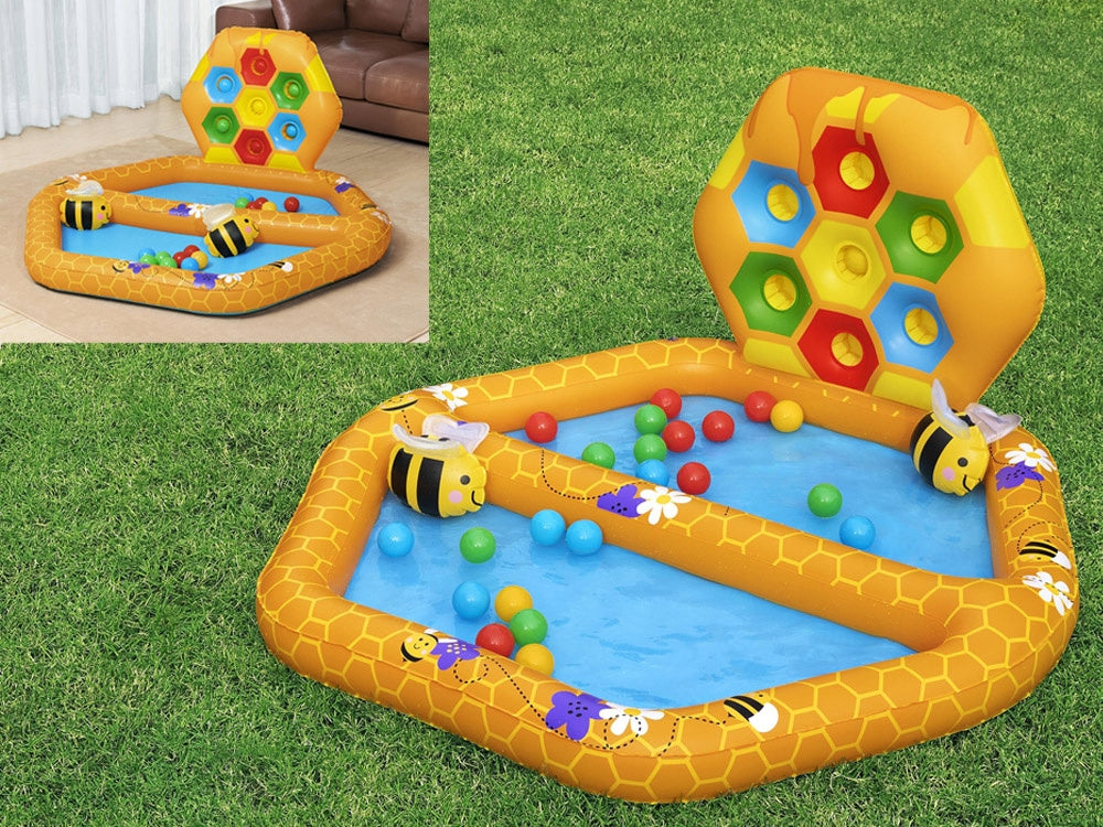 WATER PLAYGROUND FOR CHILDREN INFLATABLE POOL SHOWER TRAY SORTER + 20x BALLS Height 61 cm