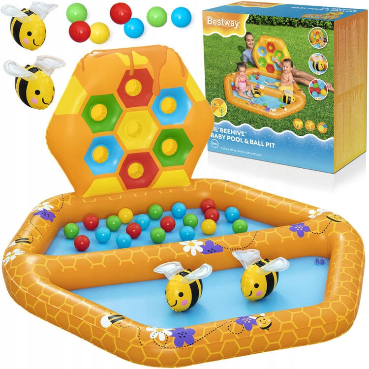 WATER PLAYGROUND FOR CHILDREN INFLATABLE POOL SHOWER TRAY SORTER + 20x BALLS Volume 66 l