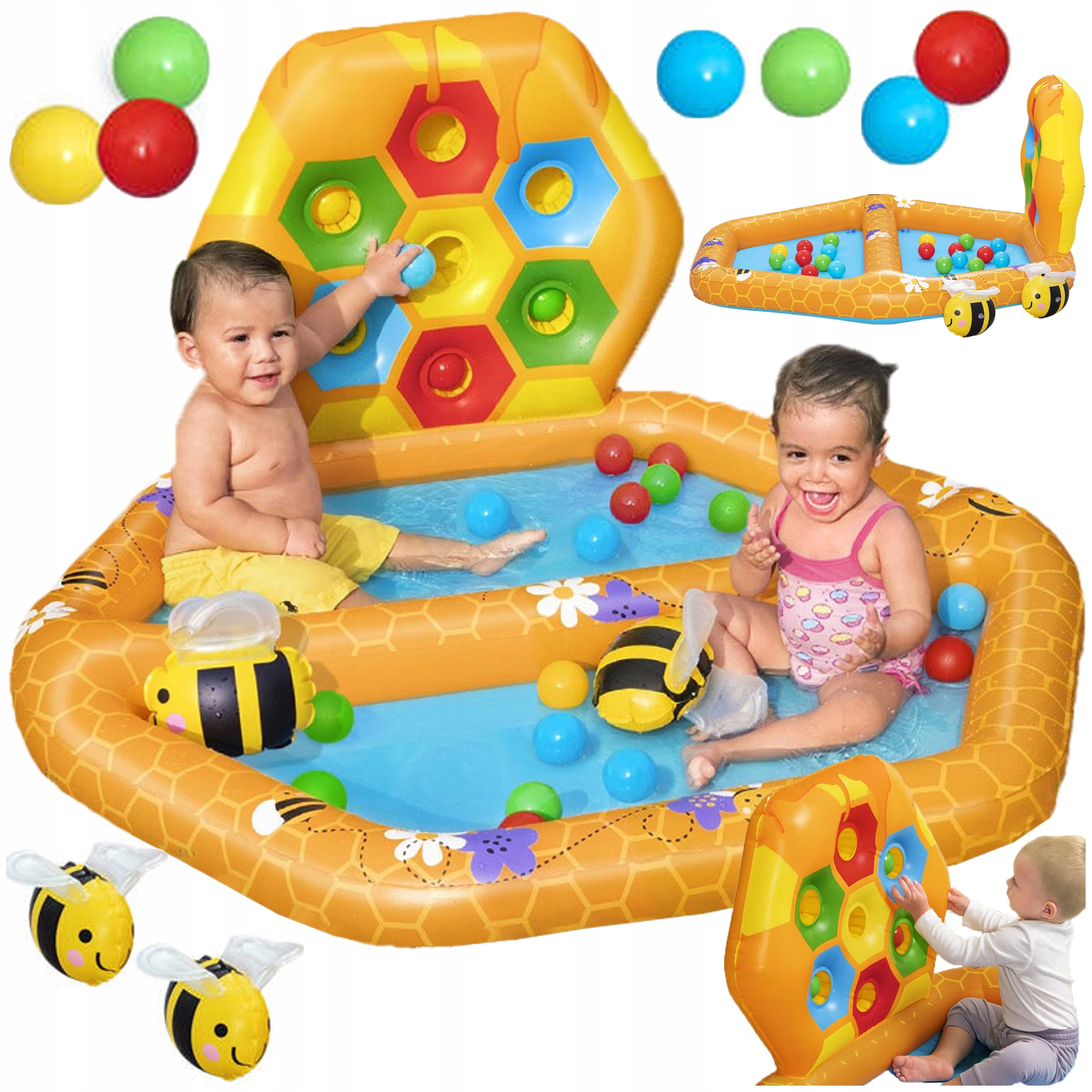 WATER PLAYGROUND FOR CHILDREN INFLATABLE POOL SHOWER TRAY SORTER + 20x BALLS