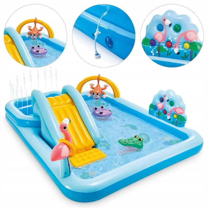 WATER PLAYGROUND FOR CHILDREN INTEX 57161 JUNGLE SLIDE INFLATABLE POOL Length 244 cm