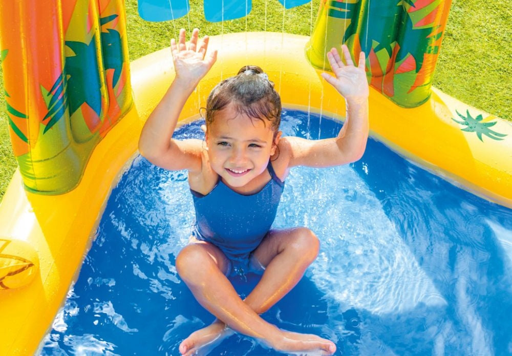 WATER PLAYGROUND FOR CHILDREN INTEX 57444 DINOSAURS FOUNTAIN INFLATABLE POOL Series INTEX 57444 DINOZAURY FONTANNA BASEN