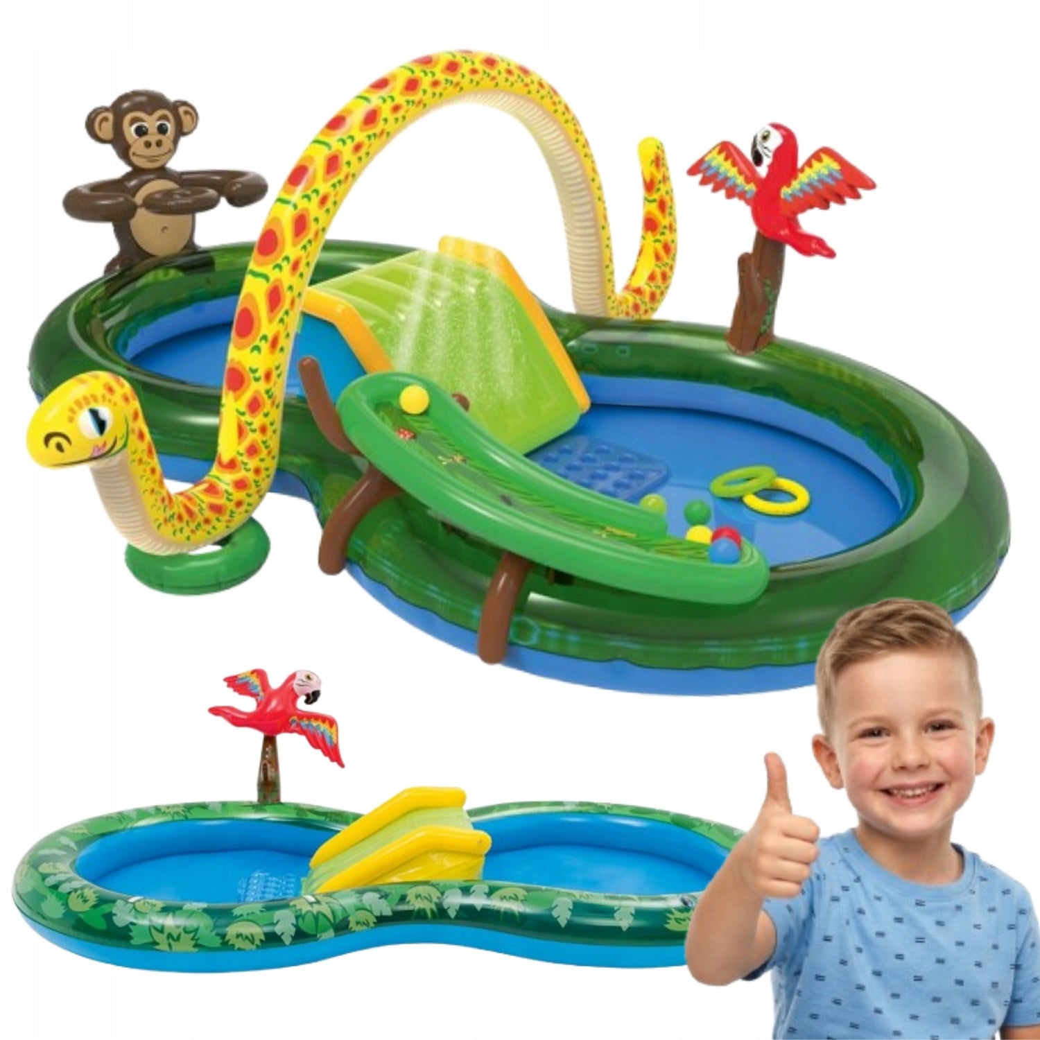 WATER PLAYGROUND INFLATABLE POOL FOR CHILDREN RICH SET 297 x 162 cm