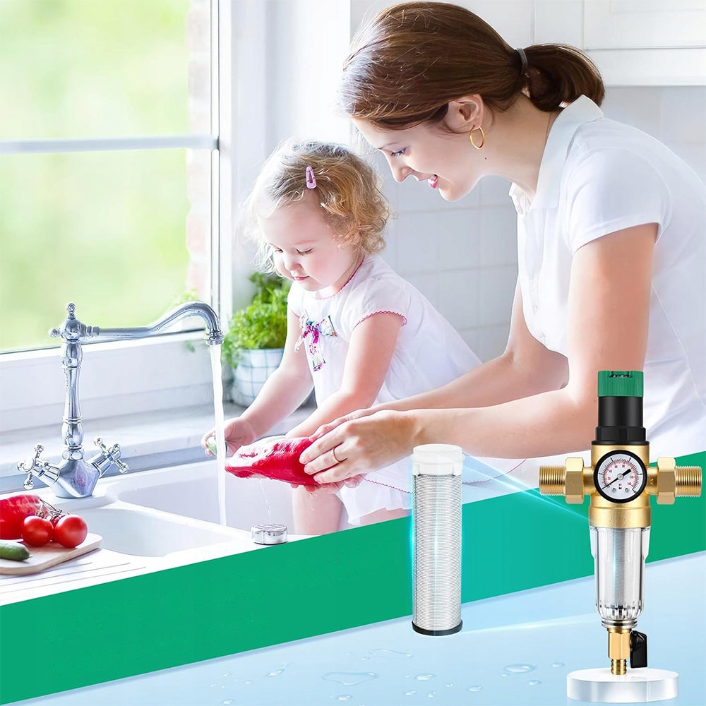 WATER PRESSURE REDUCER WITH PRESSURE GAUGE ADAPTER 3/4 REGULATOR Brand Bedee