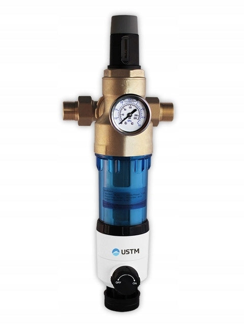 WATER PRESSURE REGULATOR WITH 1" 3/4" SELF-FLUSHING PRESSURE GAUGE FILTER