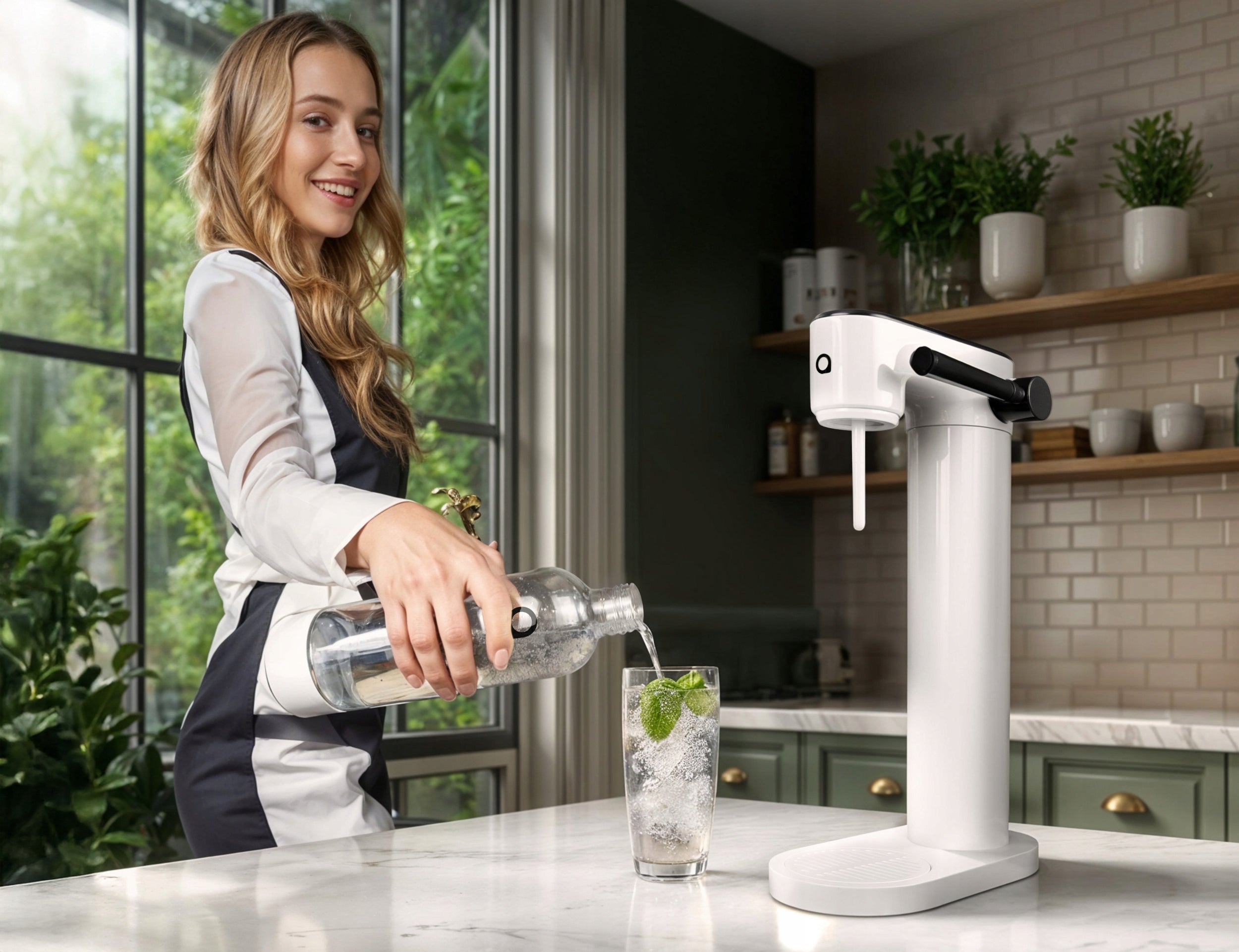 WATER SATURATOR AQUAFLOOW 2X WATER BOTTLE 800ML CYLINDER CARTRIDGE CO2 Dominant color white