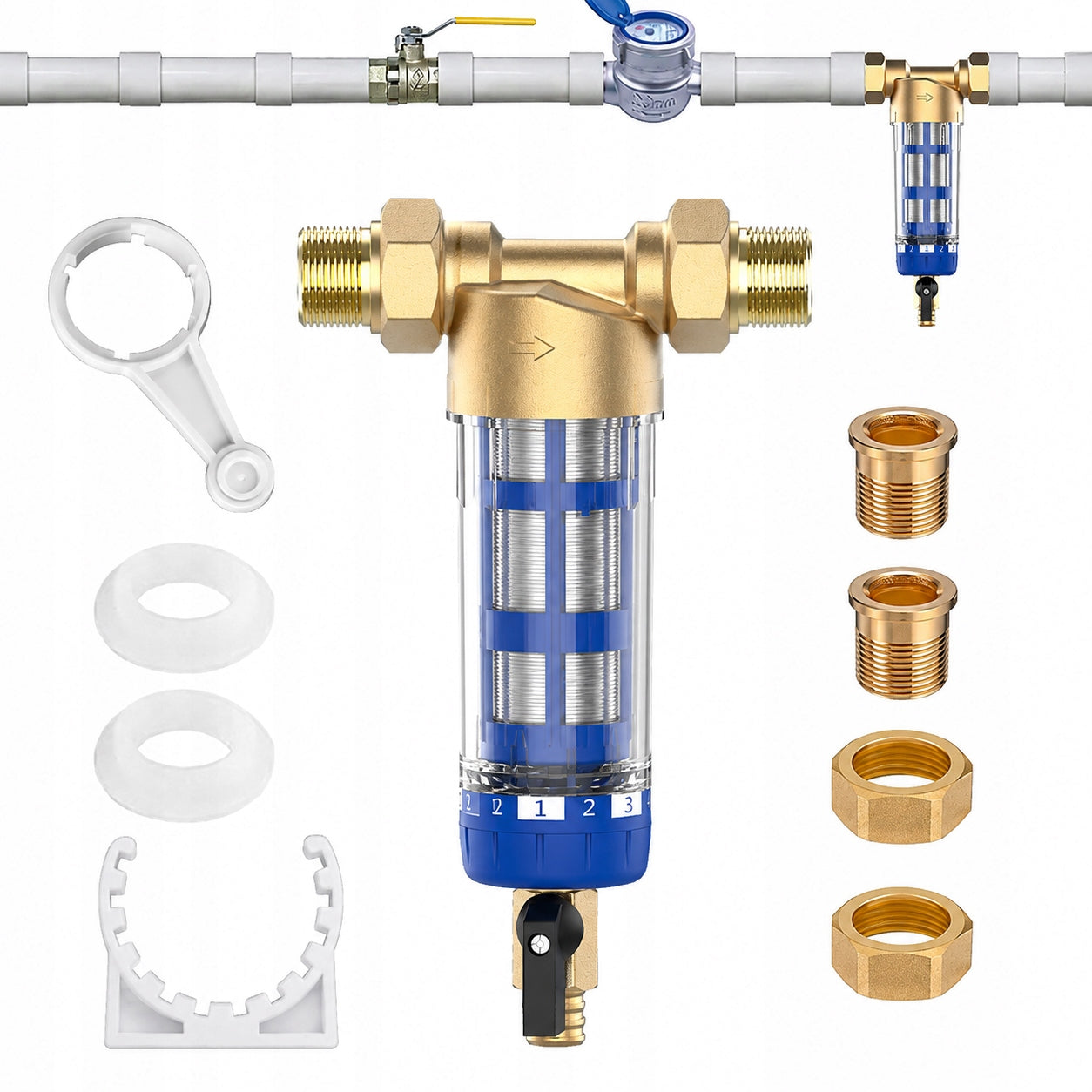 WATER SETTLER FILTER COMPLETE SELF-CLEANING 3/4" / 1/2" 3Ccc