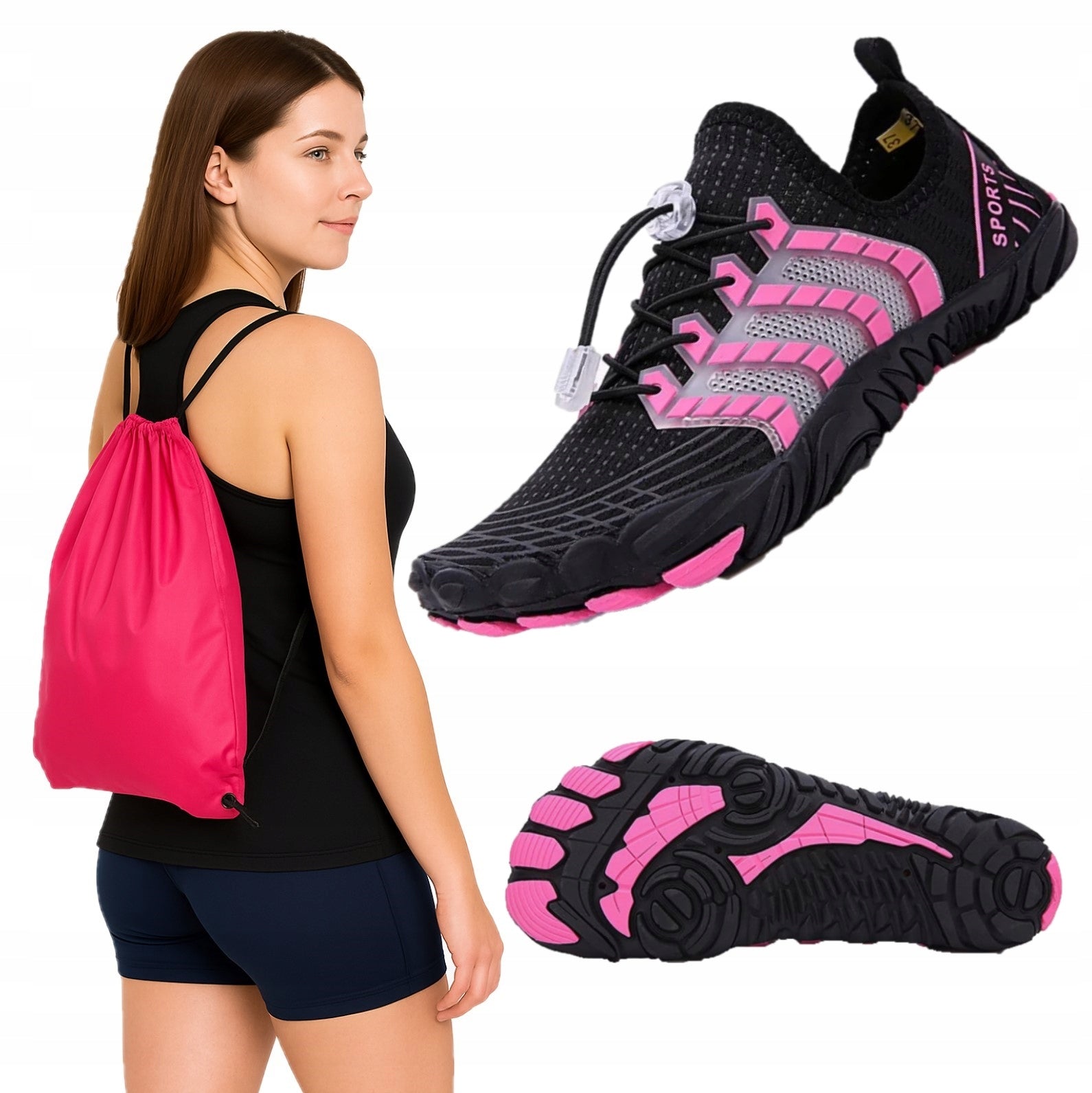 WATER SHOES + BEACH BAG SWIMMING SEA URCHINS CORAL REEF SPORTS PINK