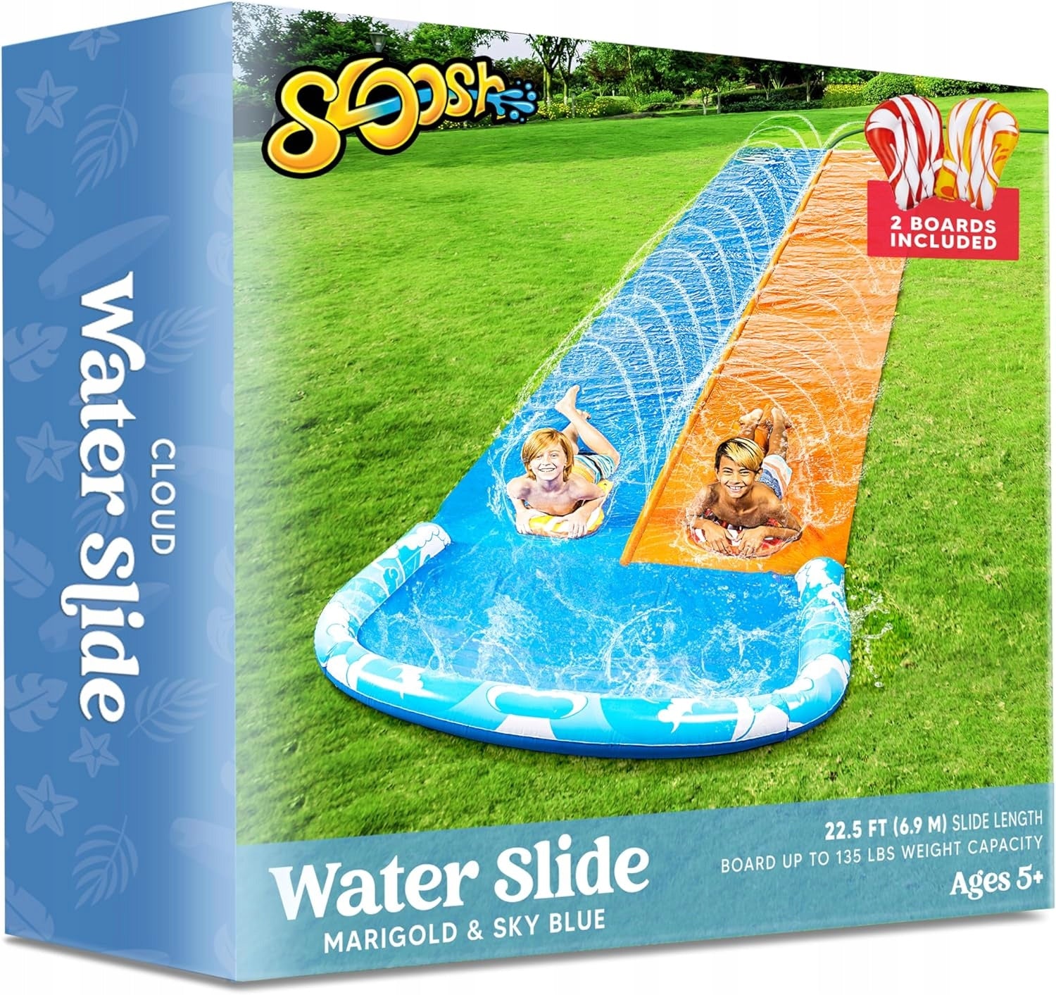 WATER SLIDE 6,85M TWO TRACKS BOARD WASHER SET BUILT-IN Kid's age 3＋ years