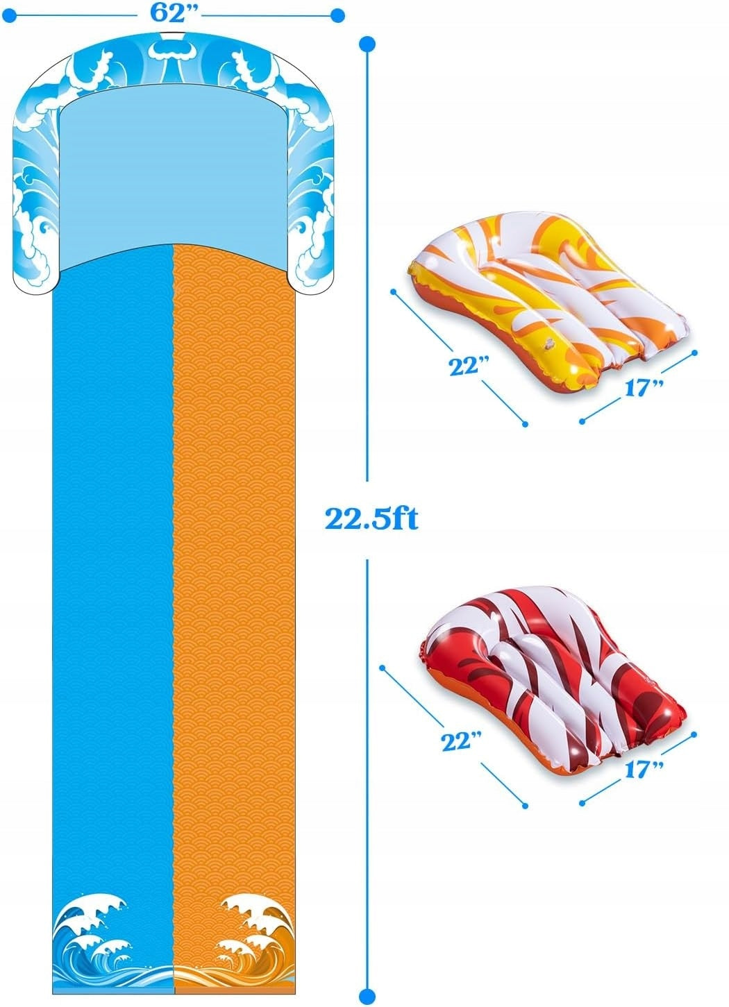 WATER SLIDE 6,85M TWO TRACKS BOARD WASHER SET BUILT-IN Kind water slide