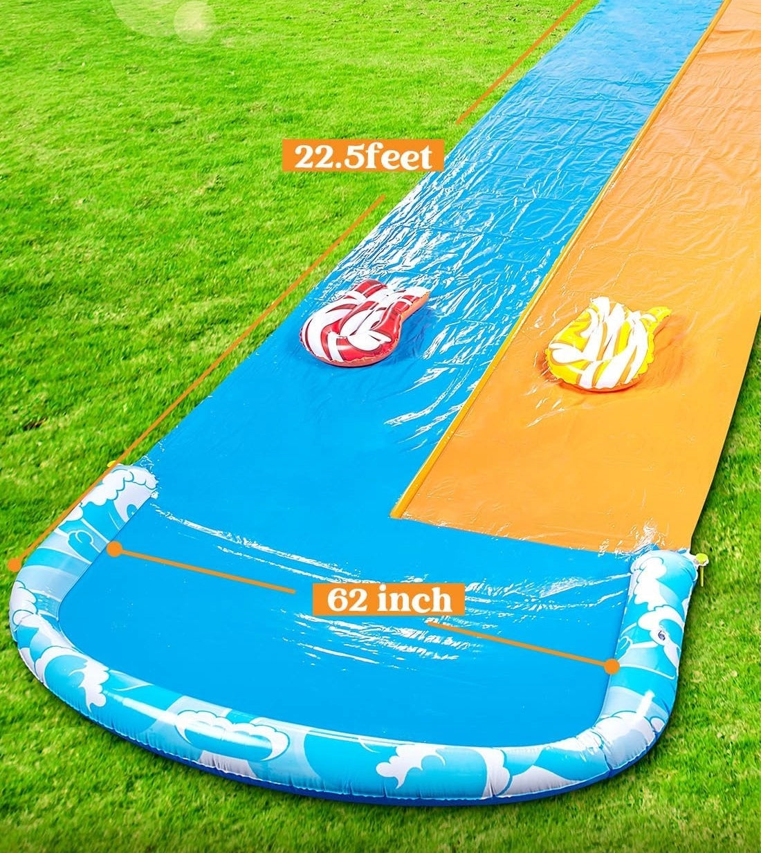 WATER SLIDE 6,85M TWO TRACKS BOARD WASHER SET BUILT-IN Manufacturer code DO ZABAWY NA ZEWNĄTRZ WBUDOWANY SPRYSKIWACZ