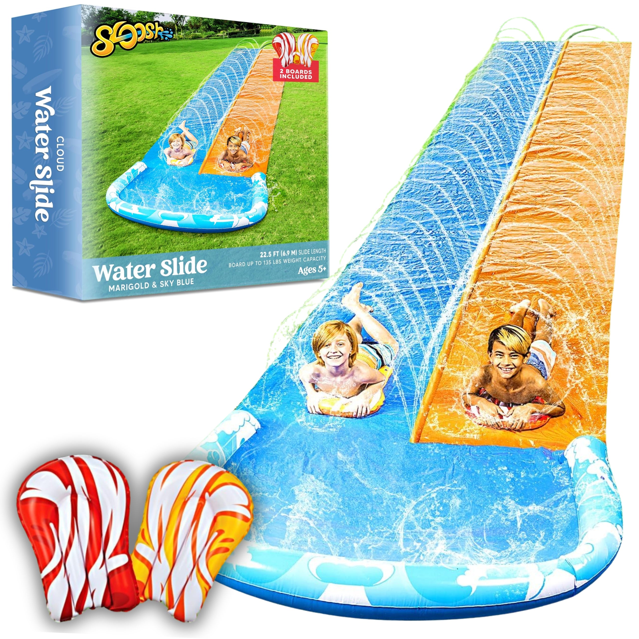 WATER SLIDE 6,85M TWO TRACKS BOARD WASHER SET BUILT-IN