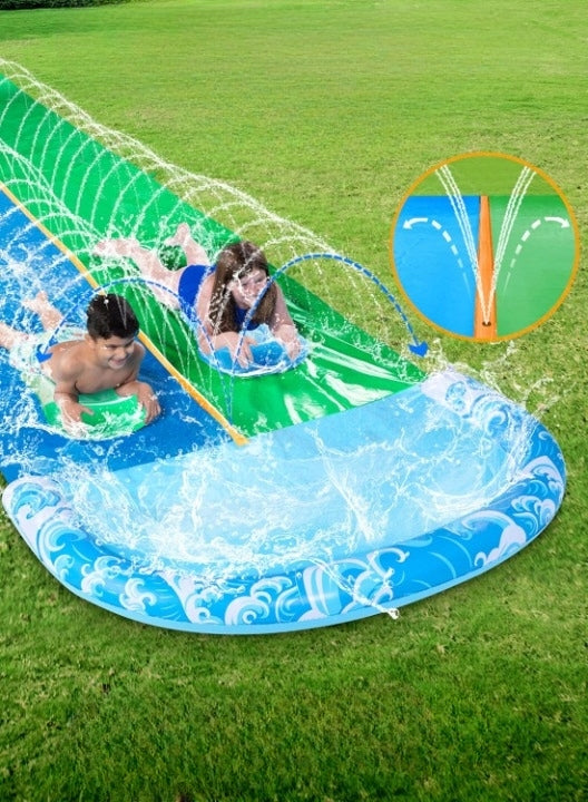 WATER SLIDE 6,86M TWO TRACKS TWO BOARDS WASHER SET BUILT-IN HIT SUMMER Length 685 cm
