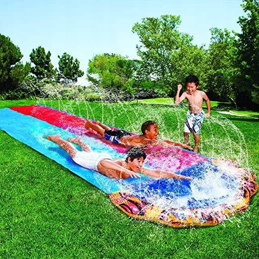 WATER SLIDE DOUBLE SLIDE WITH FOUNTAIN +2 BOARDS FOR CHILDREN SLIDE Brand MPMAX