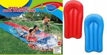 WATER SLIDE DOUBLE SLIDE WITH FOUNTAIN +2 BOARDS FOR CHILDREN SLIDE
