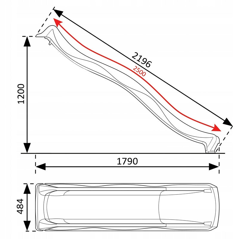 WATER SLIDE GARDEN SLIDE FOR CHILDREN FOR GARDEN LARGE LONG 2,5 M Brand KBT